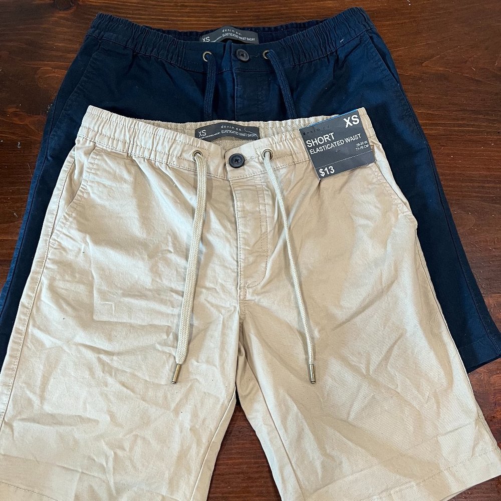 Primark mens shorts. One navy and one khaki pair.
